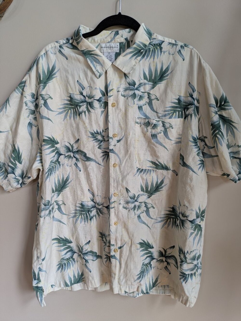 Knightbridge Men’s Island Vibe Silk/Cotton Shirt Size L # 146